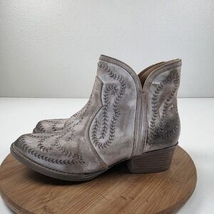 Sterling River Boots Womens Size 10 41 Gray Suede Ankle Western Zip Embroidered